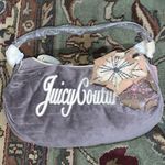 Juicy Couture Retro Pam & Gela Small Flowers Hobo Velour Gray Handbag Photo 0