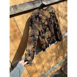 Vintage MSK Womens Floral Metallic Beaded Open Front Cardiganā Top Large Black Photo 7