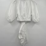 Something Navy White Wrap Blouse Statement Sleeve Women Size Small NEW Photo 2