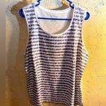 Chico's NWT Blue White Stripe Sequin Relaxed Sleeveless Tank Top xl/16 size 3 Photo 0