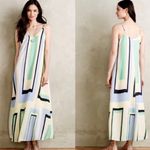 Anthropologie  Maeve Abstract Maxi Dress Geometric Green Blue Pattern Size L Photo 1