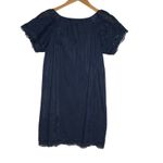 Madewell  Women’s Moontide Silk Blend Navy Blue Embroidered Mini Dress Photo 5