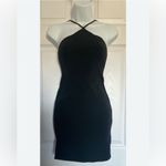H&M Black Strappy Cross Back Bodycon Mini Dress Vintage Y2K Goth Clubwear XS Photo 2