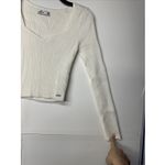 Hollister  Womens Sweater Top M White Ribbed Knit Long Sleeve Fitted Cropped Photo 6