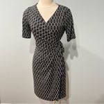 Motherhood Maternity  Print Geometric Black & White Waist Tie Surplice Dress Sm Photo 3