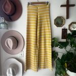 ZARA  striped knit wide leg pants Yellow‎ white Womens SIZE MEDIUM casual coastal Photo 1