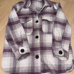New Look  Women's Flannel Coat Jacket Plaid Urple Pink/White W/Pockets Medium Photo 1