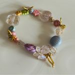 Colorful Beaded Bracelet with Gold Accents Pink Photo 1