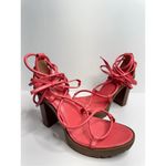 Michael Kors  Platform Sandal Size 10 Coral Leather Ankle Wrap Open Toe Heels‎ Photo 4