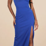 Lulus Parveen Cobalt Blue Strapless Column Maxi Dress Formal Evening Small Photo 0