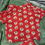 Red Cherub Print Cropped Pajama Set Size Large Photo 5