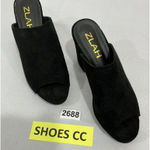 Womans Zlah 39 (8) Slip On Open Toe Black Faux Suede Mules Photo 0