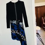 Proenza Schouler Women's Black Blue Silk Long Sleeve Ribbed High-Low Dress Size4 Photo 6