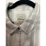 Jachs Girlfriend  Plaid Button Up Shirt Women L Beige White Long Sleeve New Tag Photo 3