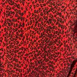 Vtg 80's Maggy London 100% Silk Jacket Womens Sz 14P Red Black Leopard Coat Photo 9