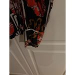 Trina Turk  Wrap Top Floral‎ Print Silk Lycra Black Red Orange Size M Photo 3