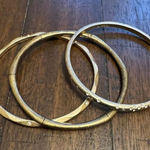 Lia Sophia 3 Vintage signed  rhinestones washed goldtone metal bracelets bangles Photo 0