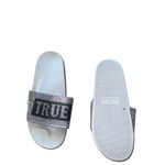 True Religion NEW  Metallic Silver Rhinestone Slides Slip On Logo SZ-11 Photo 5
