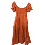 O.P.T. Gauzy Cotton Lanna Puff Sleeve Smocked Midi Dress Orange Size Small Photo 8