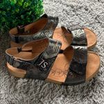 Josef Seibel 38 Black/Silver Sandals‎ Black Size 7 Photo 4