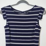 Ann Taylor  Navy and White Striped Sheath Dress Size 0 Navy Stripe Dress Photo 2