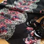 Vintage Y2K Xhilaration Black Floral Shift Mini Dress with Peter Pan Collar Sz M Size M Photo 2