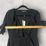 Pretty Little Thing New Black Frill Wrap Ruffle Dress Short Sleeve Twelve Photo 3