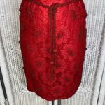 Vintage Elissa of California Red Lace Beaded Sheath Dress 60s Cocktail Party Photo 3