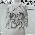 Vintage White and Silver Sequin Capelet Photo 5
