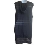 Croft & Barrow  Women Top XL Black Front Zip Beachy‎ Eyelet Cover Up Lightweight Photo 2