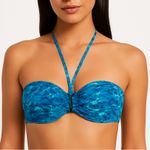 Gideon Oberson Blue Halter Bandeau Bikini with Top Strap Detail Size undefined Photo 0