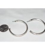 Source Unknown Retro Boho Matte Silver Tone Textured 2" Hoop Post/Stud Casual Grunge Earrings Photo 1
