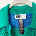 Beach Riot [] Green Blue Rugby Striped Wynn Open Knit Long Sleeve Sweater Large Photo 10