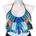 Apt. 9  Womens Bikini Top Swimsuit Flutter Flounce Bright Tropical Print Large Photo 0