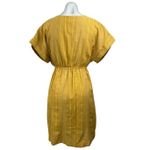 Blue Rair Yellow Striped Tie Fronbt Cutout Short Sleeve Midi Shirt Dress Size M Size M Photo 2