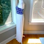 Jealous Tomato Vintage Y2K  Cobalt Blue White Halter Gauze Maxi Dress Size Medium Photo 4