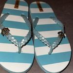 Womens Striped Nautical Anchor Strappy Sandals Flats Flip Flops Sky Blue 7 (M) Photo 0