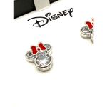 Disney NEW-Sterling Silver Cubic Zirconia Minnie Studded Earrings Photo 4