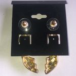 Piscitelli Brand Signed Gold Tone Twisted Dangling Rhinestone Vintage Earrings Photo 5