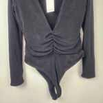 Retrofête Retrofete Zelia Bodysuit Black Deep V Long Sleeve Thong Size Large NWT Photo 3