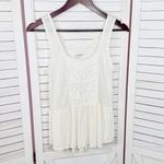 Arizona Jeans  Juniors Lace Panel Tiered Hem Tank Top Shirt Cream Medium Photo 6