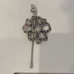 Chico's Chico’s Floral Silver Tone Metal w/ Clear Diamanté Statement Hat/Jacket Pin EUC Photo 5