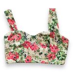 Blistella Crop Top Tan Red Tropical Floral Detail Sleeveless Sweetheart Neck Size M Photo 6