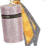 Womens Pink Bling Lipstick Case Bag Charm with Twilly in Pink Photo 2