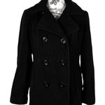 Jason Kole Women's Size M Black Wool Blend Peacoat Jacket 6 Button Long Sleeve Size M Photo 0