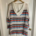 Lemlem  Thin Ivory Pull-over Hoodie with Colorful Stripes Size Medium Photo 6