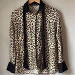ZARA  Animal Print Button Lapel Bow Blouse Photo 3