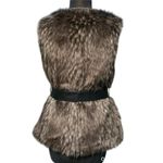Cache Gray White Black Fox Faux Fur Removable Lthr Belt Jacket Vest Top $228 NWT Photo 6