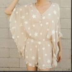 Storia  medium v-neck grey romper white embroidered starts ruffle batwing sleeves Photo 4