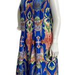 Gabby Skye Plus Sz 14W A-Line Dress Blue Orange Green Sleeveless Stretch Pocket Photo 3